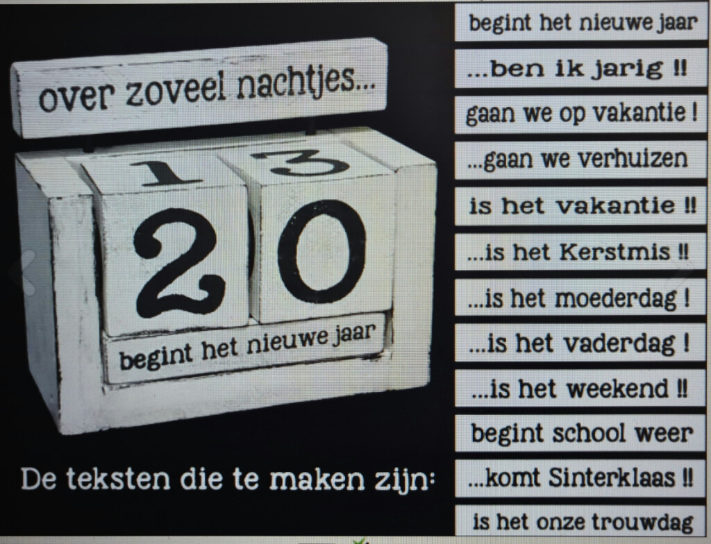 Houten kalenderblok - antique white